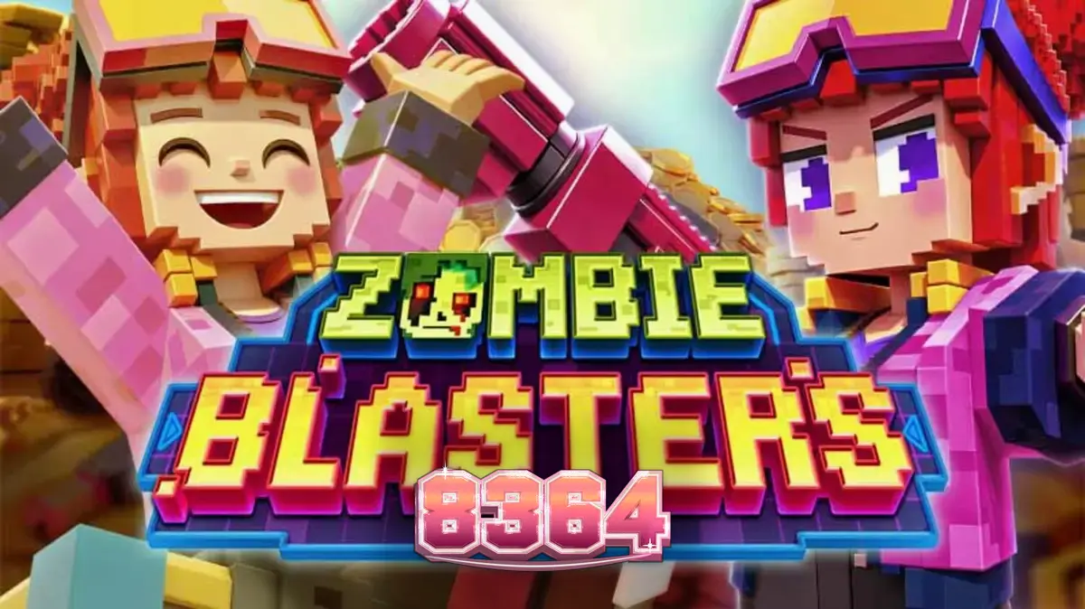 Tampilan visual slot Zombie Blasters dengan nuansa arkade retro dan karakter utama.